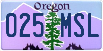 OR license plate 025MSL