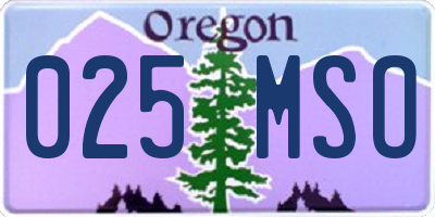 OR license plate 025MSO