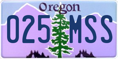 OR license plate 025MSS