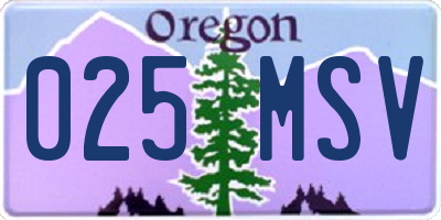 OR license plate 025MSV