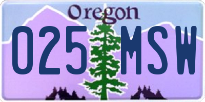 OR license plate 025MSW