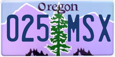 OR license plate 025MSX
