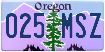 OR license plate 025MSZ