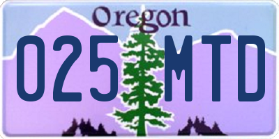 OR license plate 025MTD