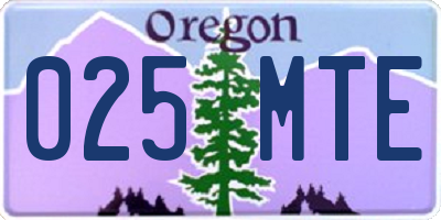 OR license plate 025MTE