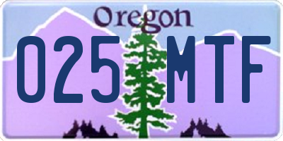 OR license plate 025MTF