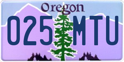 OR license plate 025MTU