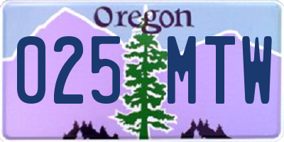 OR license plate 025MTW