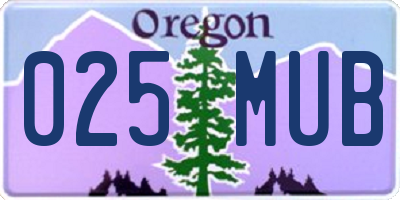 OR license plate 025MUB