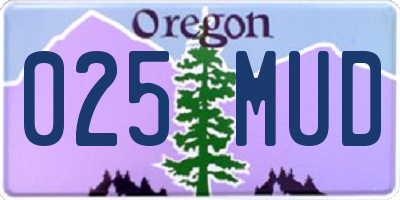 OR license plate 025MUD