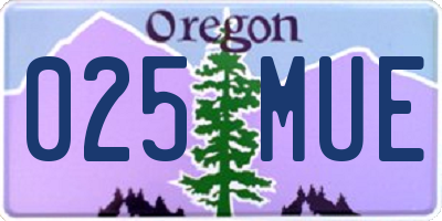 OR license plate 025MUE