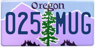OR license plate 025MUG