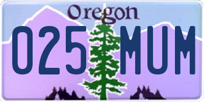 OR license plate 025MUM