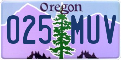 OR license plate 025MUV