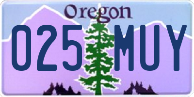 OR license plate 025MUY