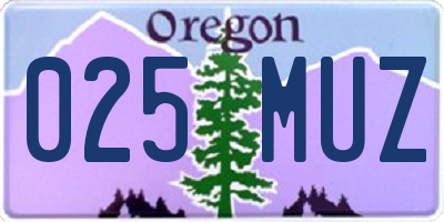 OR license plate 025MUZ
