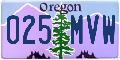 OR license plate 025MVW