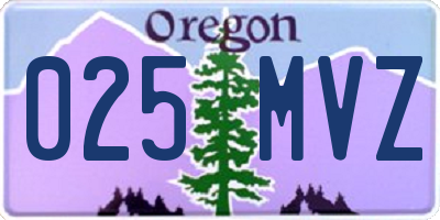 OR license plate 025MVZ