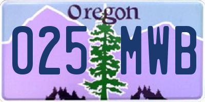 OR license plate 025MWB