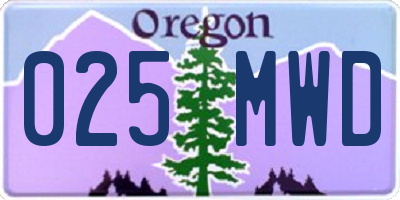 OR license plate 025MWD