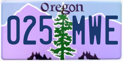 OR license plate 025MWE