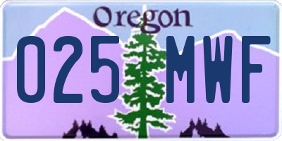 OR license plate 025MWF