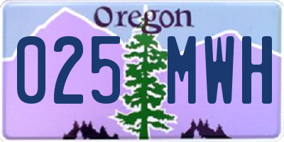 OR license plate 025MWH