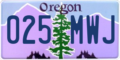 OR license plate 025MWJ