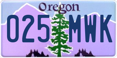 OR license plate 025MWK