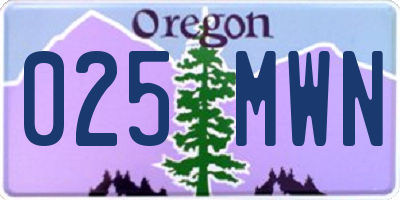 OR license plate 025MWN
