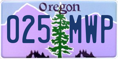 OR license plate 025MWP