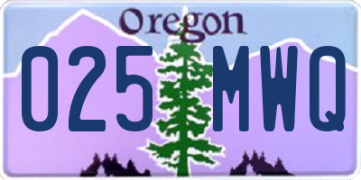 OR license plate 025MWQ