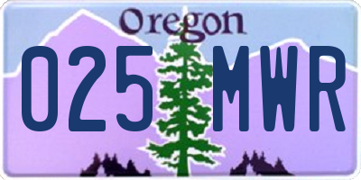 OR license plate 025MWR