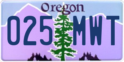 OR license plate 025MWT