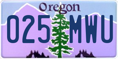 OR license plate 025MWU