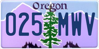 OR license plate 025MWV