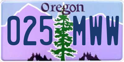 OR license plate 025MWW