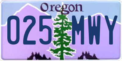OR license plate 025MWY