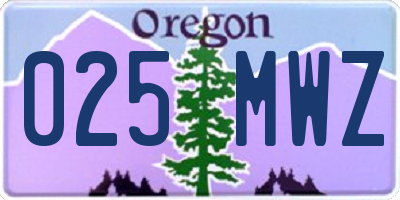 OR license plate 025MWZ