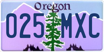 OR license plate 025MXC