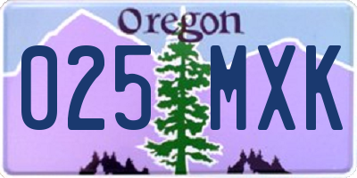 OR license plate 025MXK
