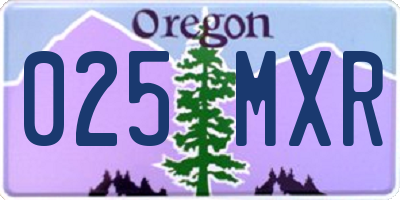 OR license plate 025MXR