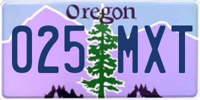 OR license plate 025MXT