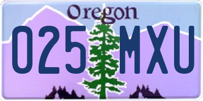 OR license plate 025MXU