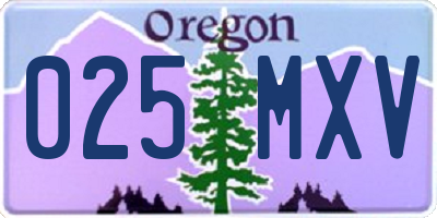OR license plate 025MXV