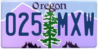 OR license plate 025MXW