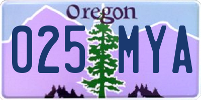 OR license plate 025MYA