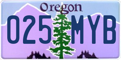 OR license plate 025MYB