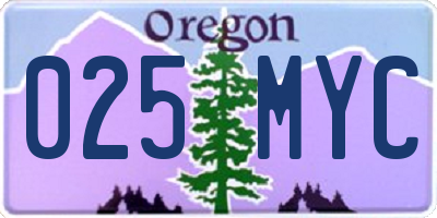 OR license plate 025MYC