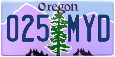 OR license plate 025MYD
